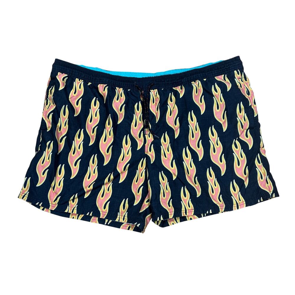 No Boundaries Men’s Swim Trunks Mesh Lined Drawstring Fire Flames size 3XL 48-50